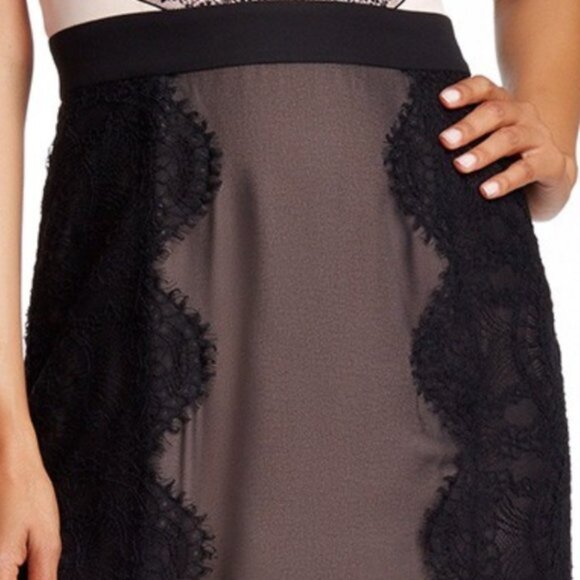 TED BAKER LONDON Black and Nude Pink Lace Detail Maxi Dress - Picture 5 of 14